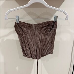 Urban Outfitters Brown Ribbed Strapless Bustier Top